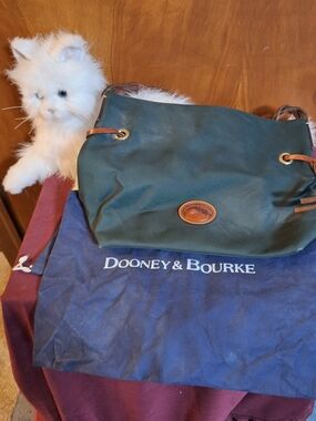 Dooney & Bourke Hunter Green Tote with Brown Leather Trim